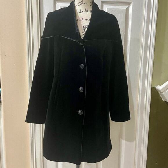 LAUNDRY BY SHELLI SEGAL COAT VELVET BLACK SZ LARGE SOPHISTICATED LUXURY CORE - Picture 14 of 15